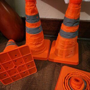 Lot of 4 Pack 12" Collapsible Cones with  Reflectors